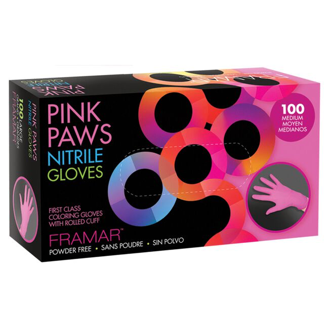 Framar Pink Paws Nitrile Gloves - Medium