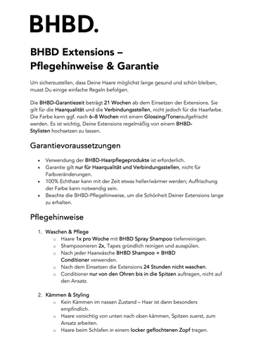 [BHBD-PF-ANL] BHBD Pflegeanleitung